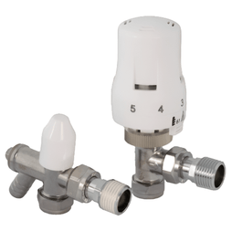 15mm Thermostatic Radiator Valve & Lockshield Pack w/ Drainoff