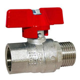 Brass BSPP Male x Female Ball Valve - Red Butterfly Handle - WRAS Approved