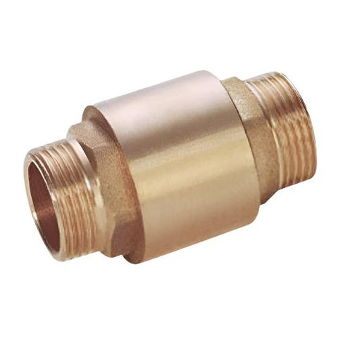 Brass BSPP Spring Check Valve - Male x Male - Metal Disc