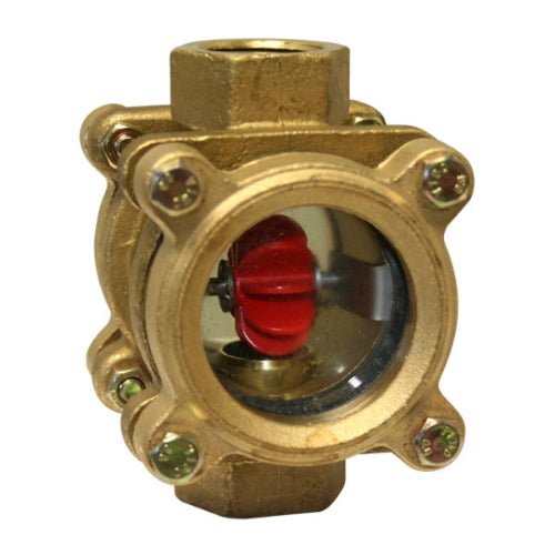 Bronze Flow Indicator with Rotor - Tempered Glass Window
