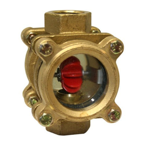Bronze Flow Indicator with Rotor - Tempered Glass Window