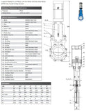 Cast Iron Knife Gate Valve - Unidirectional - Double Acting Actuator Data Sheet