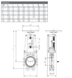 Cast Iron Knife Gate Valve - Unidirectional - Handwheel Operated - Wafer PN10 Data Sheet 2