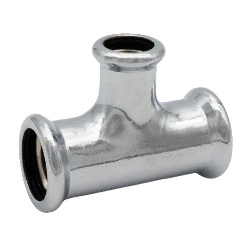 Copper Chrome Press Reduced Branch Tee - 22 x 22 x 15mm