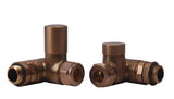Dual Fuel Corner Radiator Valve Brushed Bronze