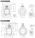 Ductile Iron Ball Valve - Flanged PN16 - Direct Mount - Brass Ball & Stem - Viton Data Sheet 2