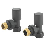anthracite Round Angled Radiator Valve (Pair)