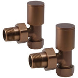 brushed bronze Round Angled Radiator Valve (Pair)