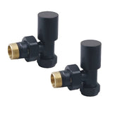 black Round Angled Radiator Valve (Pair)