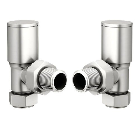 brushed nickel Round Angled Radiator Valve (Pair)
