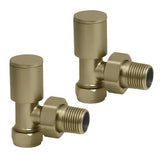 brushed brass Round Angled Radiator Valve (Pair)