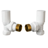 white Round Angled Radiator Valve (Pair)