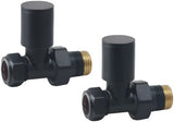Round Straight Radiator Valve Black