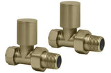 Round Straight Radiator Valve Brushed Brass