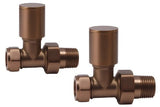 Round Straight Radiator Valve Brushed Bronze