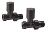 Round Straight Radiator Valve Brushed Gunmetal