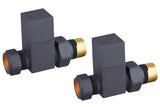 Square Straight Radiator Valves Anthracite 