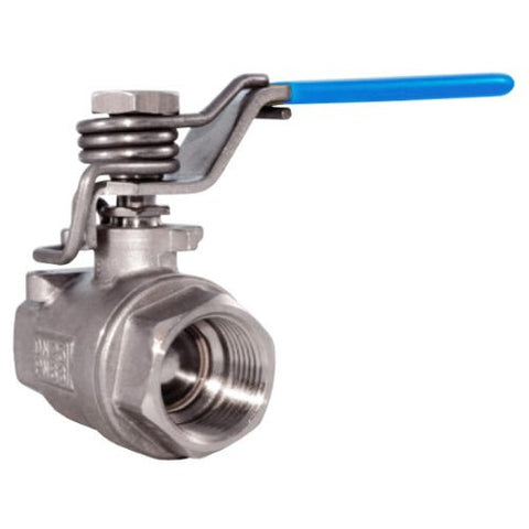 Stainless Steel 2-Piece Ball Valve - Spring Close Lever