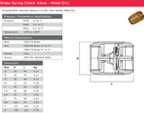 Brass BSPP Spring Check Valve - Viton Gasket