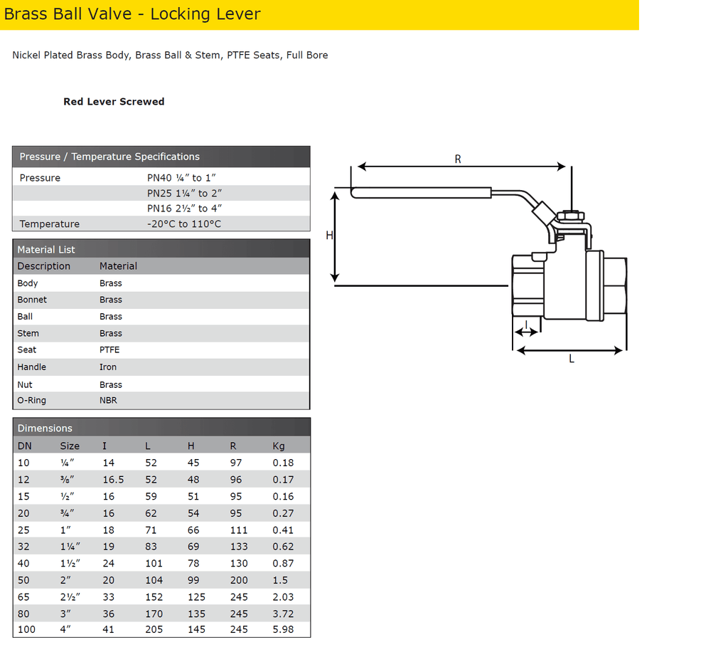 NIBCO SLBV4SPSP01 - Sure Seal 4\" Lined Ball Valve, Locking Handle...