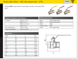 BRASS BSPP LEVER BALL VALVE - YELLOW HANDLE - GAS/WRAS APPROVED DATASHEET