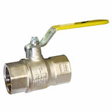 BRASS BSPP LEVER BALL VALVE - YELLOW HANDLE - GAS/WRAS APPROVED