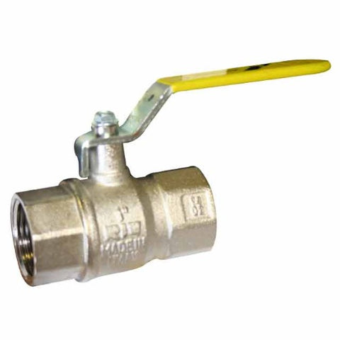 Brass BSPP Ball Valve - Yellow Lever Handle - GAS/WRAS Approved