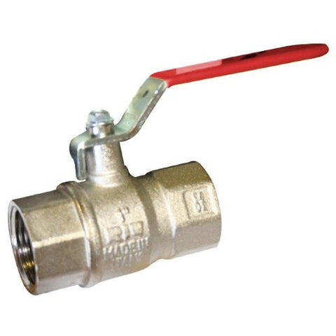 Brass BSPP Ball Valve - Red Lever Handle - GAS/WRAS Approved