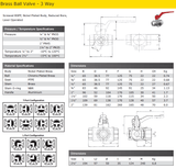 BRASS BSPP BALL VALVE - 3 WAY - L PORT - WRAS APPROVED.