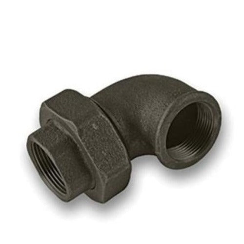 BLACK MALLEABLE IRON FEMALE/FEMALE UNION ELBOW BSP.