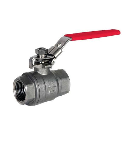 STAINLESS STEEL 316 NPT 2 PIECE RED LEVER BALL VALVE