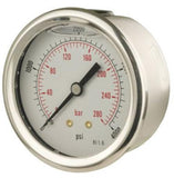 Pressure Gauge - 63mm Dial - 1/4" Centre Back BSP - Glycerine Filled
