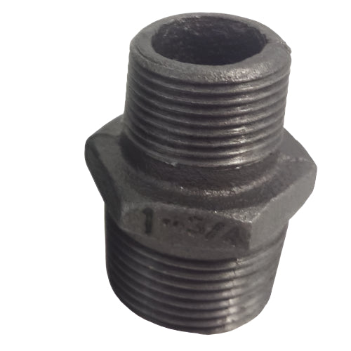 Black Malleable Iron Reducing Hex Nipple BSPT