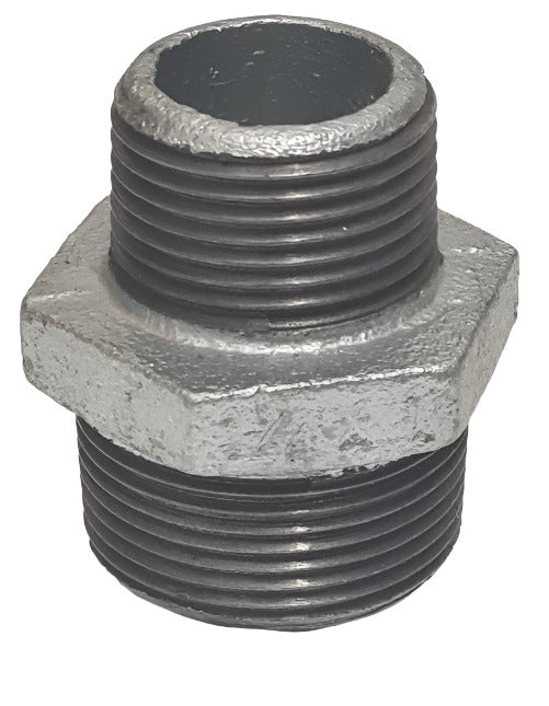 GALVANISED MALLEABLE IRON REDUCING HEX NIPPLE BSPT