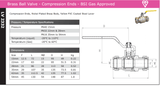 Brass Ball Valve - Compression End - Gas Approved with Yellow Lever