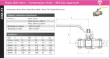 BRASS BALL VALVE - COMPRESSION END - GAS APPROVED WITH YELLOW LEVER