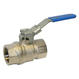 BRASS BSPT BALL VALVE - BLUE LEVER HANDLE - LOCKABLE - VENTED