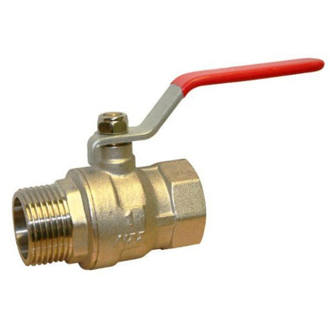 Brass BSPP Male x Female Red Lever Ball Valve - WRAS Approved