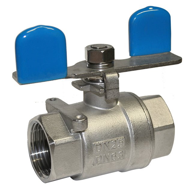 STAINLESS STEEL BALL VALVE - TWO PIECE BUTTERFLY HANDLE.
