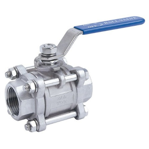 Stainless Steel 316 BSPP 3 Piece Lever Ball Valve