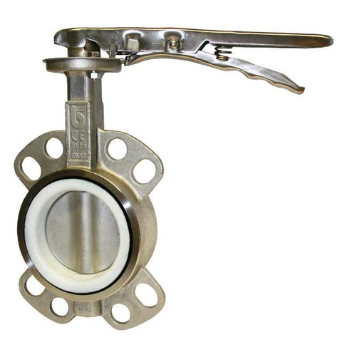 STAINLESS STEEL WAFER BUTTEFLY VALVE - PTFE LINER.