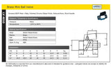 BRASS MINI BALL VALVE - MALE x MALE CHROME FINISHED - WRAS APPROVED