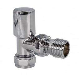 CHROME ANGLED RADIATOR VALVE.