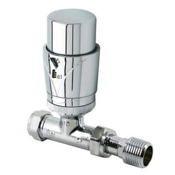 15mm LUXURY CHROME THERMOSTATIC STRAIGHT RADIATOR VALVE.