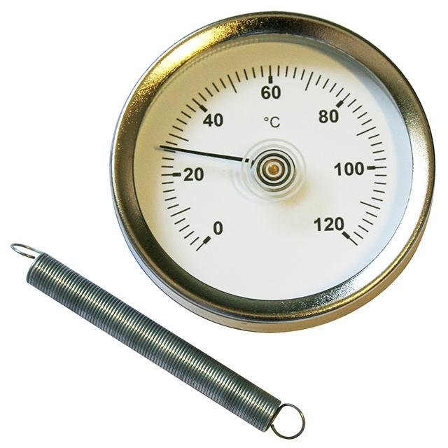 TEMPERATURE GAUGE - 63MM DIAL - SPRING TIE FOR PIPEWORK