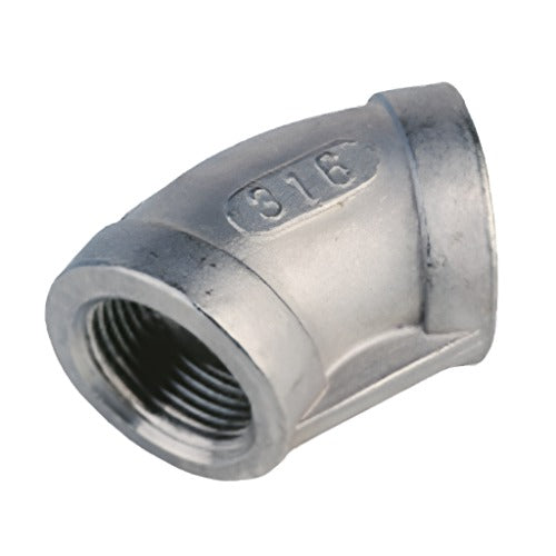 STAINLESS STEEL 316 FEMALE/FEMALE 45° ELBOW BSP 150lbs