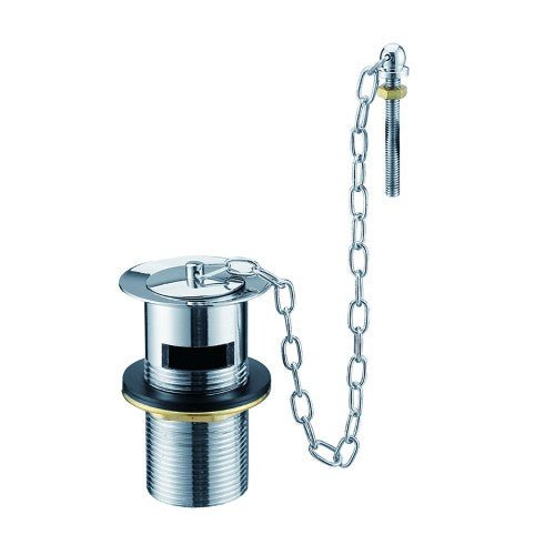 1 1/4" CHROME PLATED SLOTTED BRASS BASIN WASTE, PLUG, CHAIN & STAY