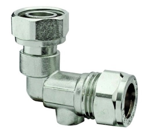 CHROME COMPRESSION 15mm X 1/2" ANGLED SERVICE VALVE