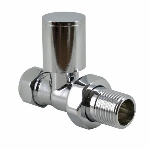 15mm CHROME LUXURY STRAIGHT RADIATOR VALVE (PAIR).