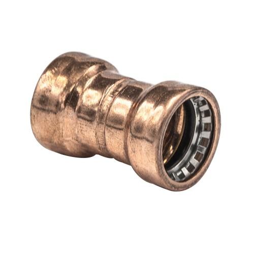 COPPER PUSH FIT STRAIGHT COUPLER.